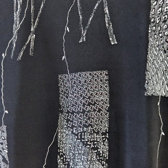 VINTAGE 90s Abstract Print Tank Top Grunge Goth Retro Sleeveless Black & White - Picture 2 of 8